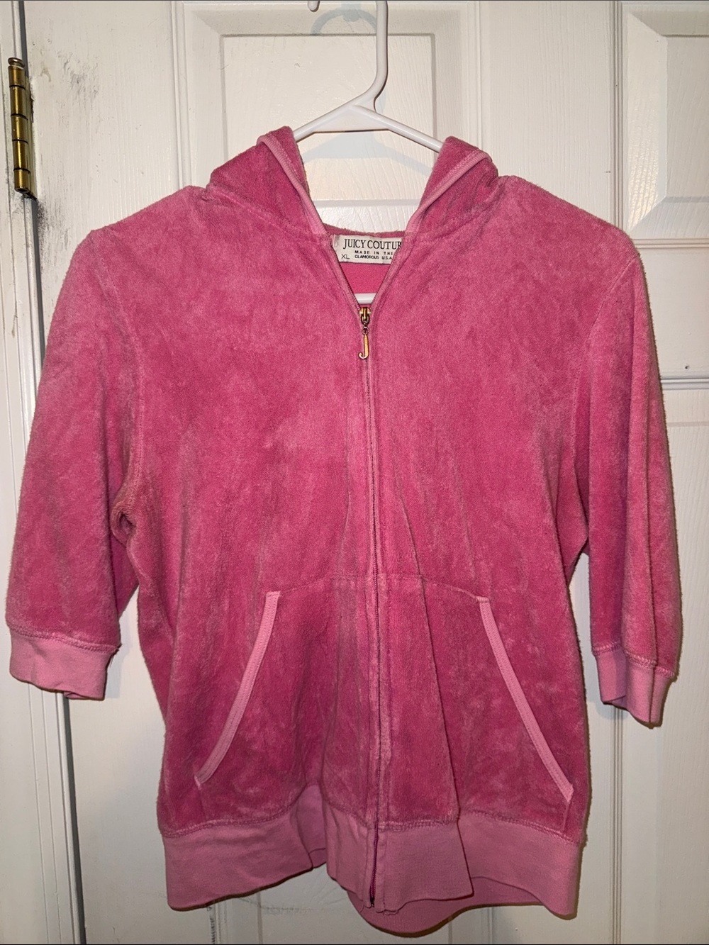 VINTAGE Juicy Couture Hot Pink Velour Zip Hoodie